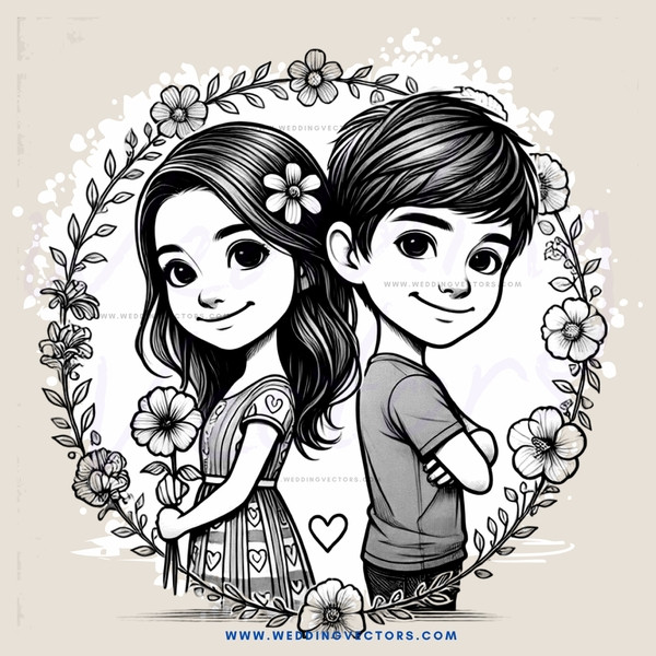 two kids surrounded by flowers