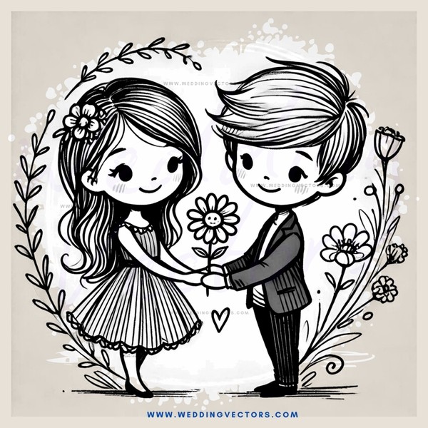 a couple holding hands and flowers