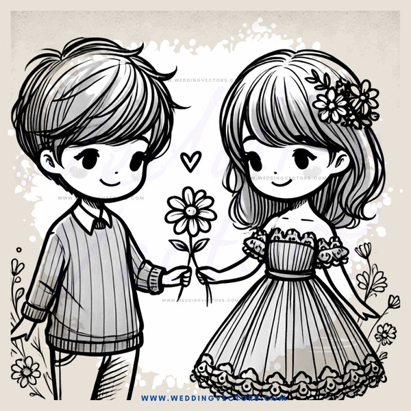 two children holding flowers and posing for picture