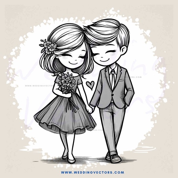 a couple holding hands and flowers