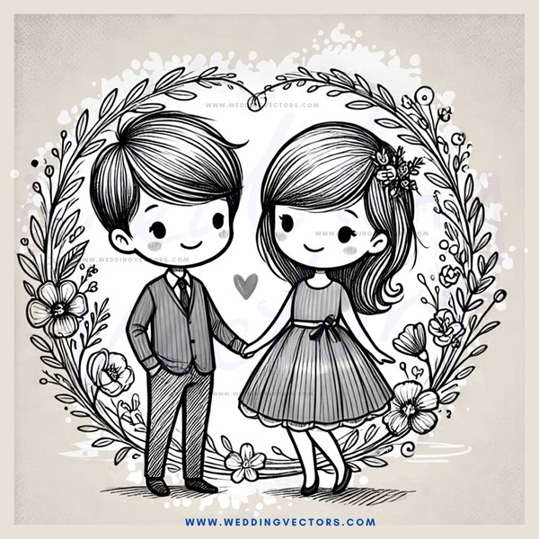 a couple holding hands with hearts