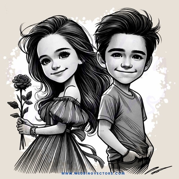 two children with roses in their hands