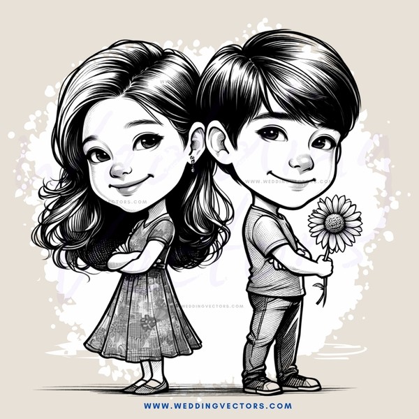 a little girl and boy with a flower