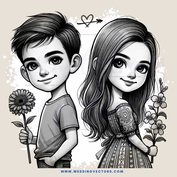 two kids holding flowers and smiling