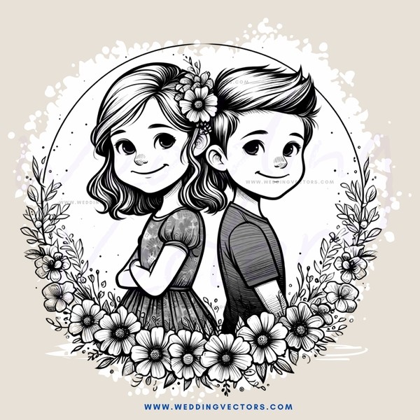 two children with flowers in their hair