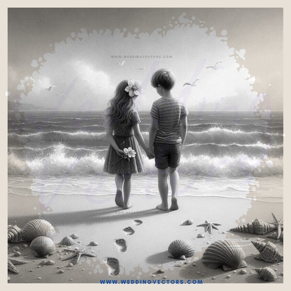 a boy and girl on the beach