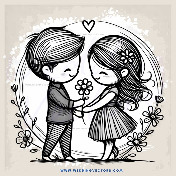 a couple holding hands and flowers