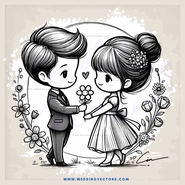 couple in flower garden