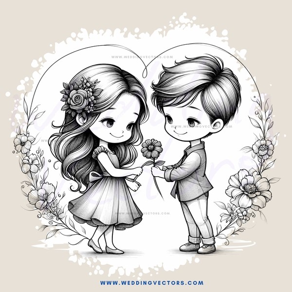 two boys holding flowers