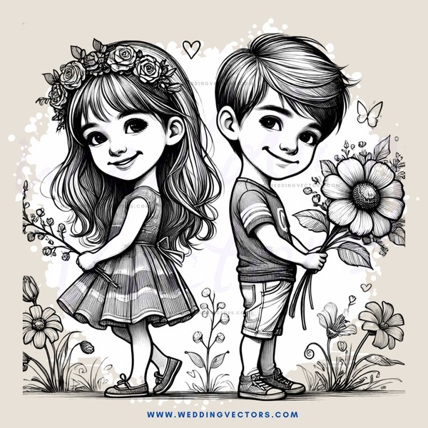 two children on a flower picture