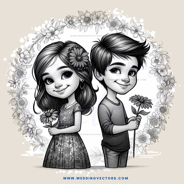 two children holding flowers