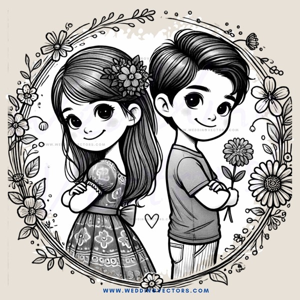 two children in a flower border