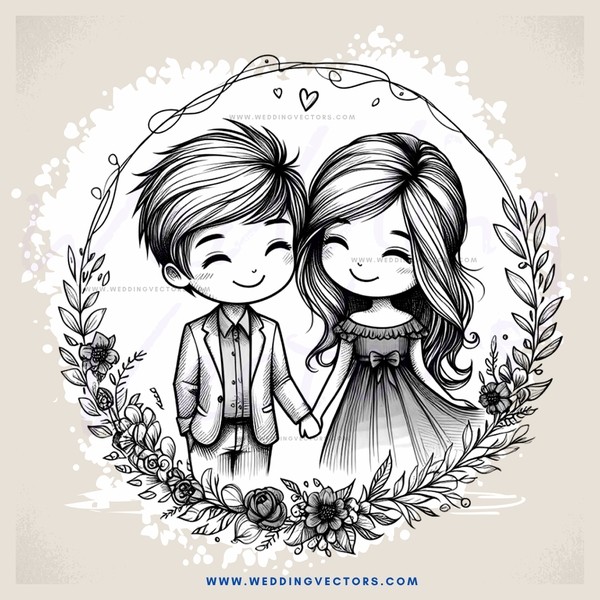 two people holding hands in a drawing