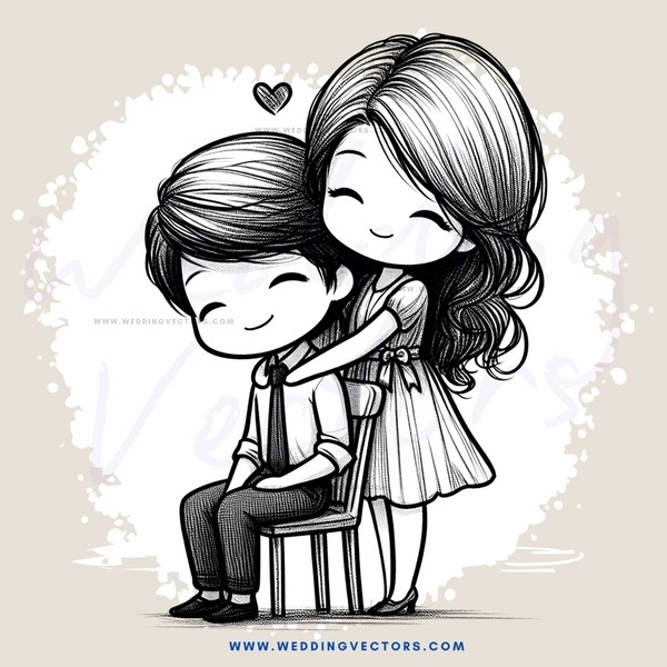two people sitting on a chair hugging each other