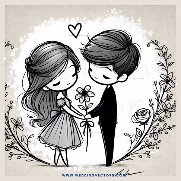 boy and girl holding flower