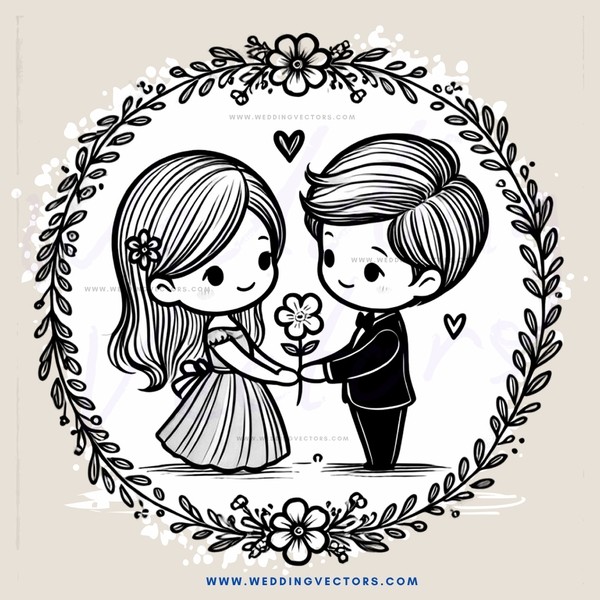 a man and woman exchanging flowers