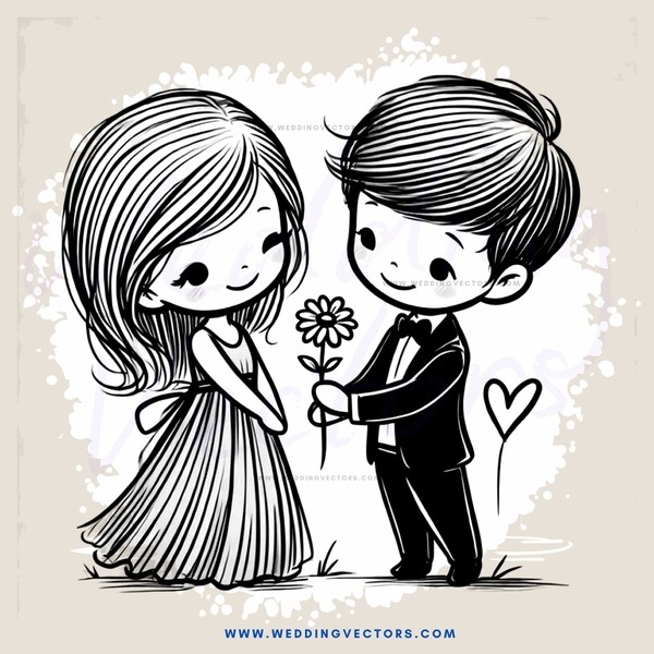 couple holding flowers and flower petal