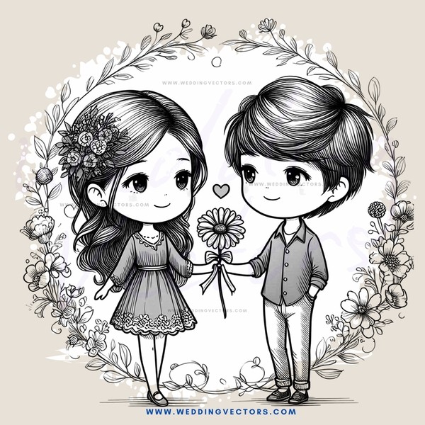 two children holding flowers