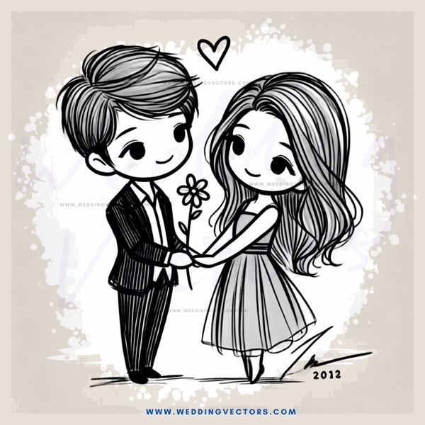a couple embrace with a heart and date stamp