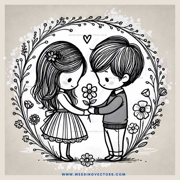 boy and girl picture with flowers