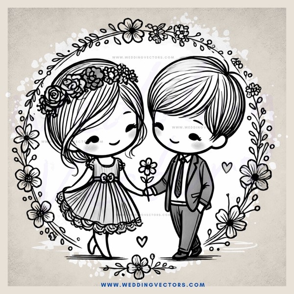 boy and girl in wedding gowns