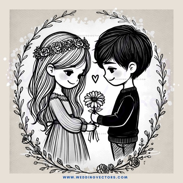 an illustrated picture of a boy and girl