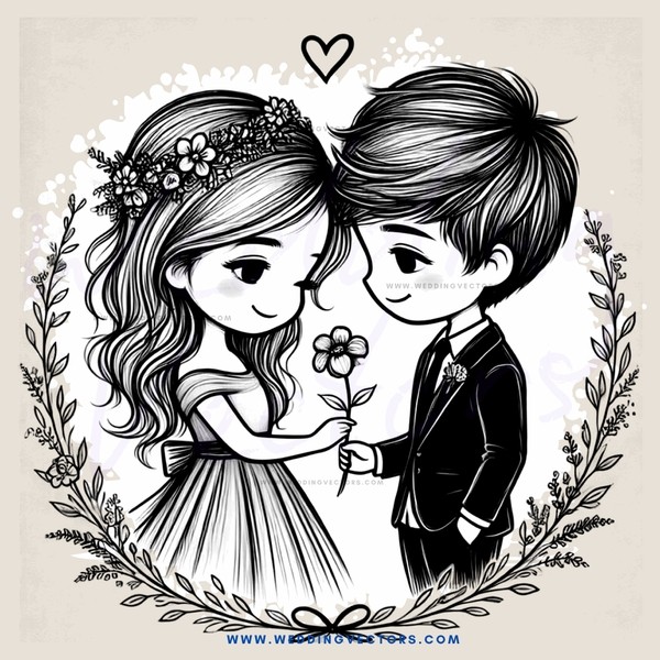 a couple holding hands and flowers