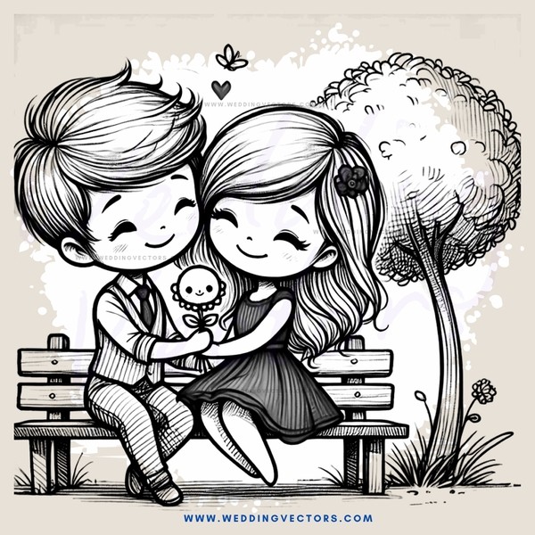 couple in love sitting on bench with baby