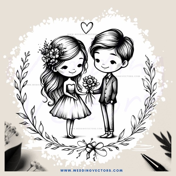 a couple exchanging flowers