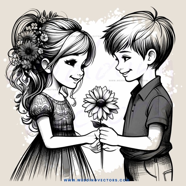two people holding flowers and posing for a photo