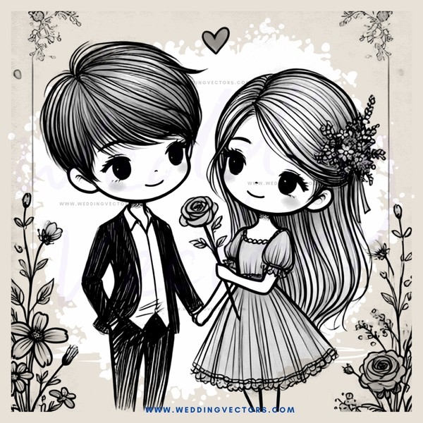 boy and girl holding roses