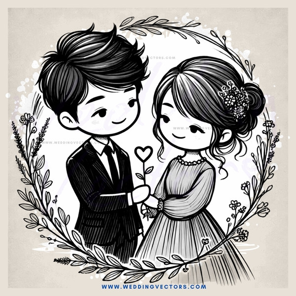 boy and girl embracing in nature with flowers and leaves
