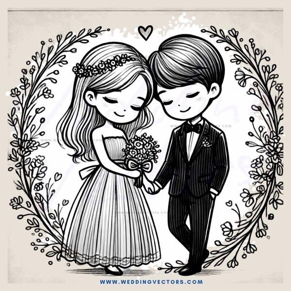 wedding couple in a flower garland