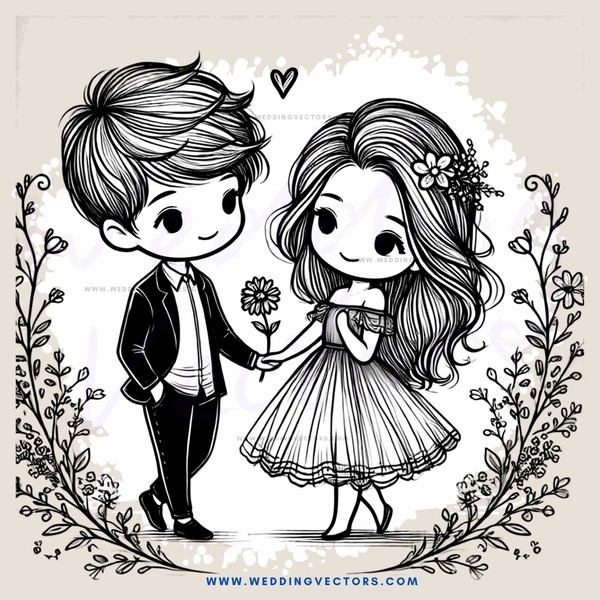 boy and girl holding flower