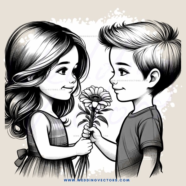 two people holding a flower
