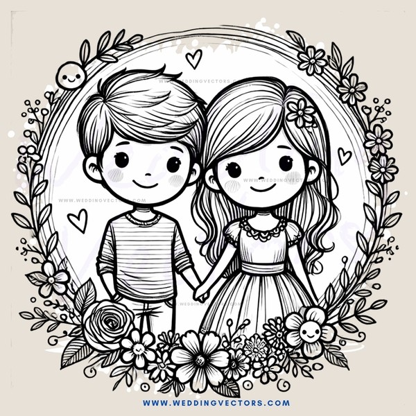 boy and girl hugging in a picture frame