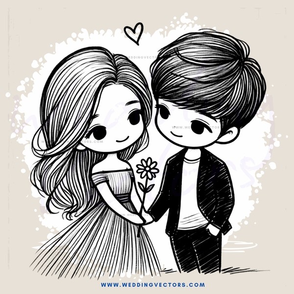 boy and girl holding flowers