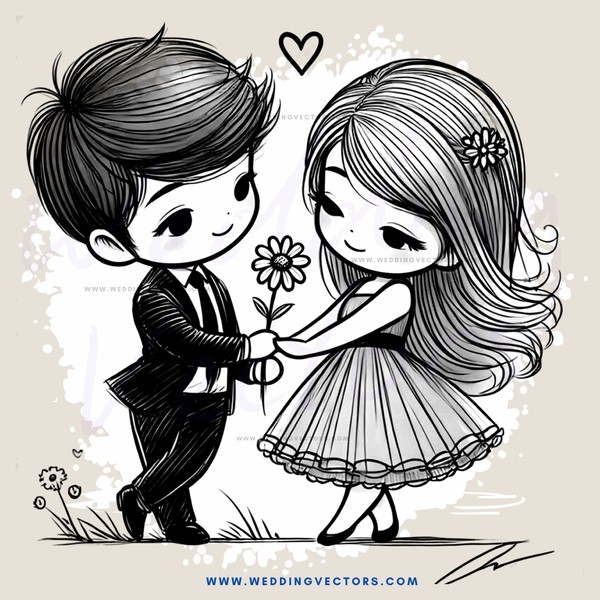 a couple in love with flowers