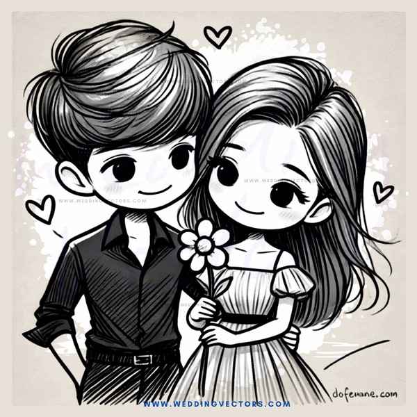 boy and girl holding flower