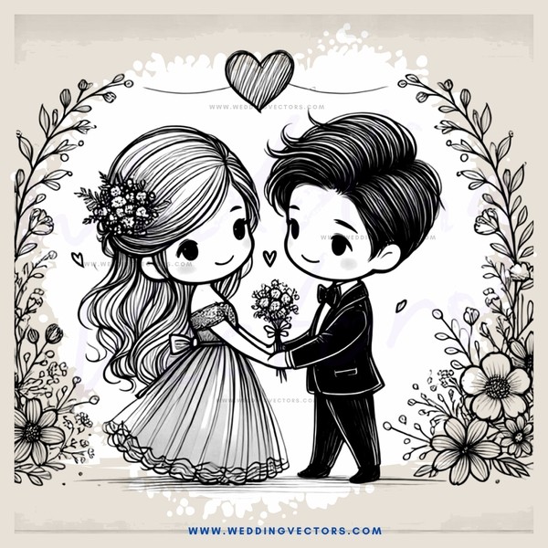 wedding bride and groom picture in black and white