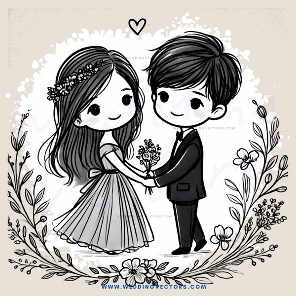 wedding cartoon character illustration