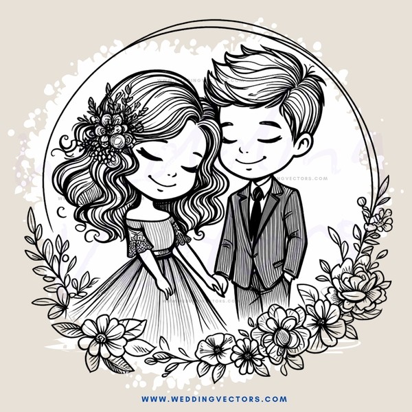 a boy and girl pose together in an illustration