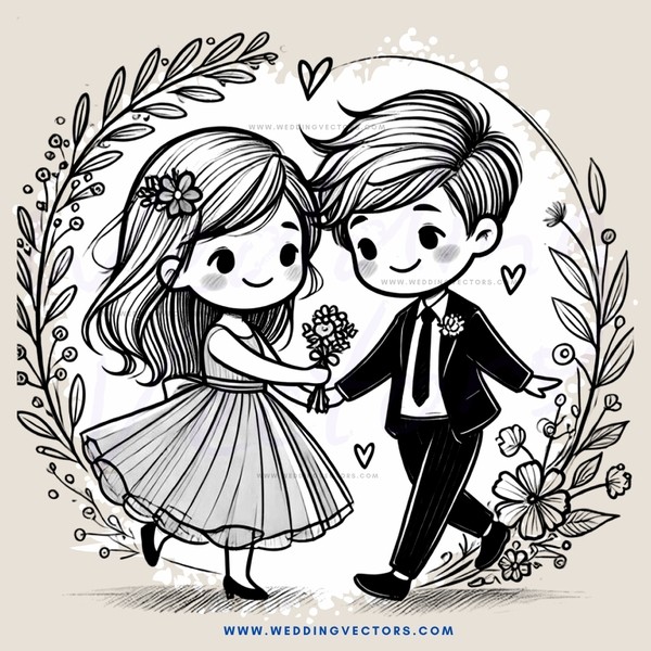 a man and woman holding flowers