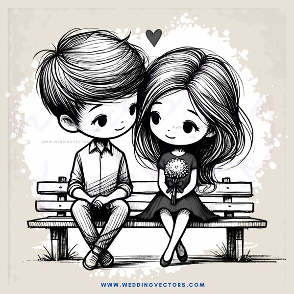 a boy and girl sitting on a bench