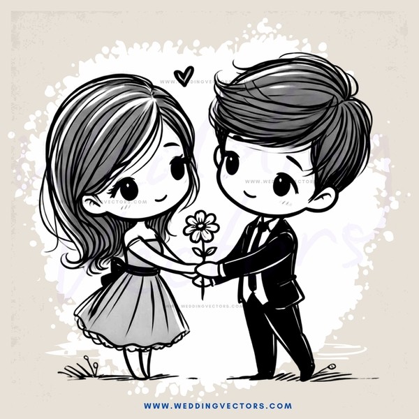 a boy and girl holding hands and looking at each other