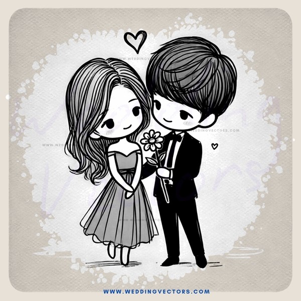 a boy and girl holding flowers