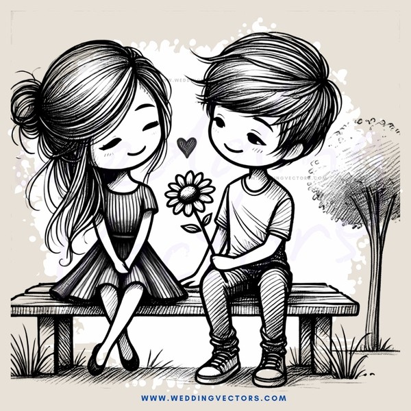 two kids sitting on bench holding flower