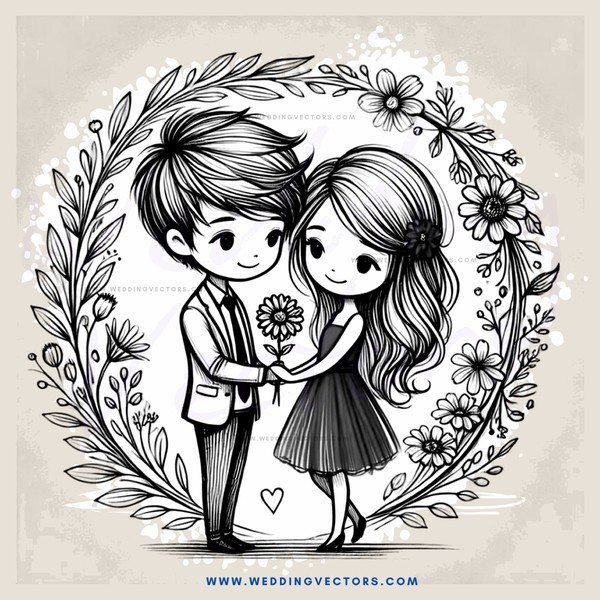 boy and girl with flowers on their hands