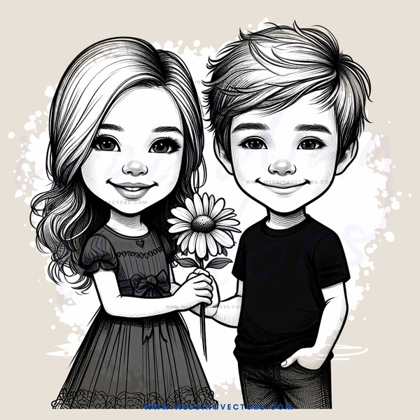 the girl and boy with flowers on their lapels