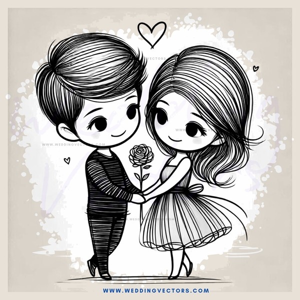 boy and girl hugging with a rose
